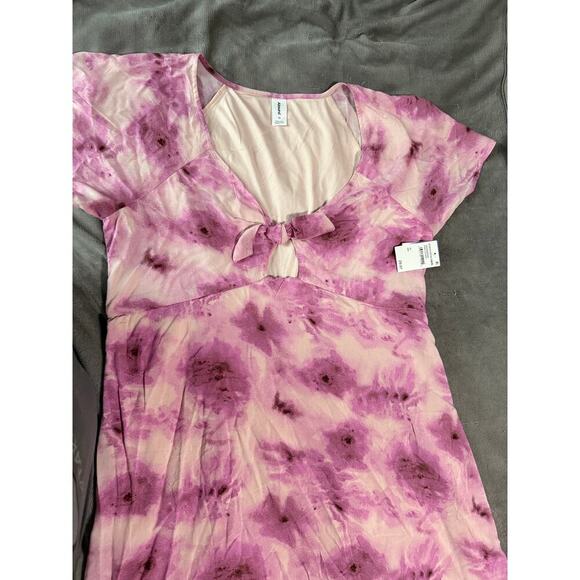NWT Abound Size 2X PINK LELAND MIDI Tie Front Short Sleeve Skater Dress Flowy - Picture 4 of 8